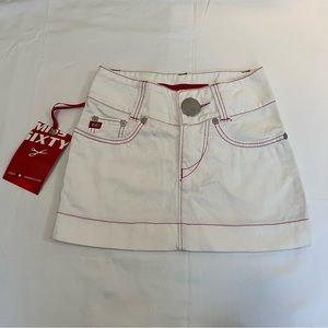 Miss Sixty White Mini Skirt with Hot Pink Stitching